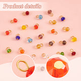 120Pcs 12 Colors Glass Charms, Faceted Rondelle, with Iron Loops, Golden, 12x8mm, Hole: 3.6mm, 10Pcs/color