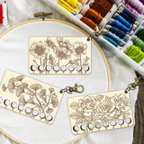 8-Position Wood Embroidery Thread Storage Trays, Laser Cut Thread Spool Organizer Holder, with Swivel Clasp, Flower, 100x60x3mm, Hole: 10mm