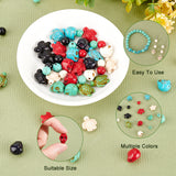 190pcs 15 Style Synthetic Turquoise Beads Strands, Dyed, Skull & Tortoise & Round, Mixed Color, 8~18x8~14x6~11mm, Hole: 1mm, 200pc/box