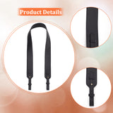 1Pc PU Leather Bag Handles, with Iron & Alloy Finding, 1Pc Tassel Big Pendant Decoration, with Alloy Spring Gate Rings, Black, Bag Handle: 100x4.1x0.3~1.1cm, Tassel: 12.7cm