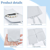 Custom Fiber Velvet Jewelry Bags, Square with Drawstring, Light Grey, 8x8cm