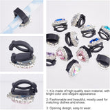12Pcs 6 Colors Alloy and Glass with Plastic Buckle for Shoe Accessories, Heart, Mixed Color, 17.5x17x15mm, 2pcs/color