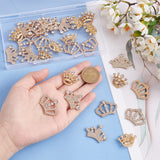 DIY Jewelry Making Finding Kit, Including Alloy Rhinestone Crown Cabochons & Brooch Pins, Light Gold, 30Pcs/box