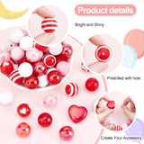 1 Set Mixed Style Acrylic Round Beads Sets, Red, 19~20mm, Hole: 2mm, about 50pcs/bag