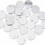 Aluminum Blank Pendants, Flat Round, Platinum, 20x1mm, Hole: 2.5mm, about 30pcs/box