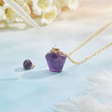 15 Piece DIY Natural Amethyst Perfume Bottle Pendant Necklaces Making Kits, with Waxed Cotton Cord & 304 Stainless Steel Chain Necklaces, Pendants: 37.5x23x13.5mm, Hole: 1.8mm, Capacity: about 2ml(0.06 fl. oz)