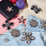 8Pcs 4 Style Snowflake & Cross & Star Shape Handicraft Rhinestone Appliques, Beading Sew on Appliques, Mixed Color, 43~69x41~69x6~14mm, 2pcs/style
