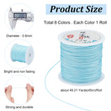 8 Roll 8 Colors Nylon Chinese Knotting Cord, for Woven Bracelet Necklace Making, Mixed Color, 0.8mm, about 49.21 Yards(45m)/Bag