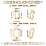 120Pcs 4 Style CCB Plastic Linking Rings, Quick Link Connectors, For Jewelry Chains Making, Rectangle & Oval, Platinum & Golden, 30~36.5x20~20.5x3.5~5.5mm, 30pcs/style
