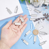 40Pcs Stainless Steel Pendant Cabochon Settings, Rectangle, with 40Pcs Rectangle Glass Cabochons, Stainless Steel Color, Tary: 25x10mm, 30x11x2mm, Hole: 6x4mm