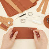 DIY Imitation Leather Sew on Backpack Kits, Including Fabric, Scissors, Thread, Needle, Shoulder Straps, Iron Buckle & Clasps, Screwdriver, Camel, Finished Product:  23x9x26cm