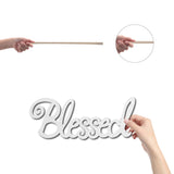 Laser Cut Basswood Wall Sculpture, for Home Decoration Kitchen Supplies, Word Blessed, White, 120x300x5mm