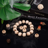 Unfinished Wood Beads, Natural Wooden Loose Beads Spacer Beads, Large Hole Beads, Round, Antique White, 19~20x18~18.5mm, Hole: 9~9.5mm