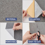 Self Adhesion Imitation Linen Wallpaper Peel, Wall Sticker for Home Wall Decoration, Dark Gray, 40cm, 2m/roll