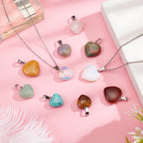 25Pcs Heart Natural & Synthetic Gemstone Pendants, with Platinum Tone Brass Findings, 17~22x15~21x5~9mm, Hole: 2x7mm