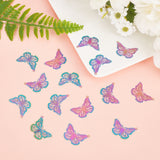 201 Stainless Steel Filigree Pendants, Etched Metal Embellishments, Butterfly, Rainbow Color, 18x26x0.3mm, Hole: 1.2mm, 50pcs/box