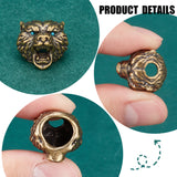 2Pcs Tibetan Style Alloy European Beads, Large Hole Beads, with Resin Imitation Synthetic Turquoise Beads, Bear, Antique Bronze, 18x19.5x21mm, Hole: 5.5mm