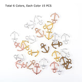 Alloy Pendants, Anchor, Mixed Color, 19x15x2mm, Hole: 3mm, 90pcs/box