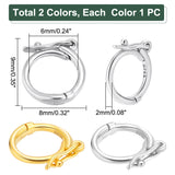 2Pcs 2 Colors 925 Sterling Silver Twister Clasp, Ring, Platinum & Golden, 9x8x2mm, Inner Diameter: 6mm, 1pc/color