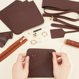 DIY Sew on PU Leather Women's Crossbody Bag Making Kit, including Fabric, Adjustable Shoulder Strap, Magnetic Clasp, Thread, Needle, Zipper, Screwdriver, Saddle Brown