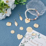 DIY Jewelry Making Finding Kit, Including Brass Chandelier Components & Pendants, Flat Round & Heart& Leaf & Oval, Golden, 15~25x0.7~2mm, Hole: 1.2~1.6mm, 24Pcs/box