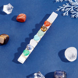 2Pcs Natural Selenite Cutting Sticks, with 7 Gemstone Heart, Copper Wire Wrapped, for Home Display Decoration, 105x10mm