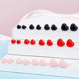 120 Sets 12 Style Plastic Heart Safety Noses, with Spacer, for Doll Making, Mixed Color, 7~13x8~15x16~20mm, Pin: 4.5~5mm, Spacer: 9~17x3~5mm, Hole: 2.5~5mm, 2pcs/set, 10 sets/style