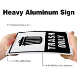 UV Protected & Waterproof Aluminum Warning Signs, Trash Only Sign, Black, 250x180x1mm, Hole: 4mm