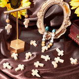 100Pcs Wooden Pendants, Dyed, Religion Cross Charms, Linen, 21~22x14~15x4~5mm, Hole: 1.8mm