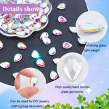 80Pcs Glass Rhinestone Cabochons, Pointed Back & Back Plated, Teardrop, Crystal AB, 18x13x5.5mm