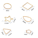 Brass/304 Stainless Steel Links Rings, Mixed Shape, Mixed Color, 7.4x7.2x1.7cm, 120pcs/box