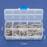 Iron Slide On End Clasp Tubes, Slider End Caps, Platinum, End Clasp: 5.5x10~30x4mm, Hole: 1mm, about 200pcs/set