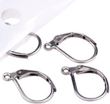 304 Stainless Steel Leverback Earring Findings, with Loop, Stainless Steel Color, 15x10.5mm, Hole: 1.5mm, Pin: 0.7mm