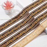 Ethnic Embroidery Polyester Flat Ribbons, Jacquard Ribbon, Black, 1-1/4 inch(33mm), about 9.84 Yards(9m)/Bundle