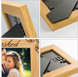 Natural Wood Photo Frames, for Tabletop Display Photo Frame, Rectangle with Word, Black, 150x200mm