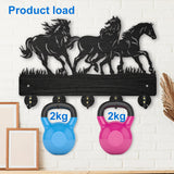 Wood & Iron Wall Mounted Hook Hangers, Decorative Organizer Rack, with 2Pcs Screws, 5 Hooks for Bag Clothes Key Scarf Hanging Holder, Horse, 200x300x7mm.