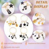 4Pcs 4 Style Alloy Enamel Keychains, with Iron Findings, Star & Guitar & Music Notes, Mixed Color, 5.4~5.7cm, 1pc/srtyle