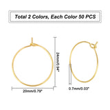 316 Stainless Steel Wine Glass Charms Rings, Hoop Earring Findings, DIY Material for Basketball Wives Hoop Earrings, Golden & Stainless Steel Color, 21 Gauge, 24x20x0.7mm, 2 colors, 50pcs/color, 100pcs/box