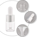 DIY 5ml Glass Dropper Bottles Kit, with Mini Transparent Plastic Funnel Hopper and Disposable Transfer Pipettes, Silver, 5.6x1.05~2.2cm, Capacity: 5ml