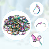 60Pcs 304 Stainless Steel Leverback Earring Findings, Ear Wire, Cadmium Free & Nickel Free & Lead Free, Rainbow Color, 16x10.5mm, Hole: 1.5mm, Pin: 0.7mm