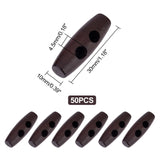 Rice Wooden Buttons, Horn Toggle Buttons, 2-Hole, for Sewing Accessories, Coffee, 30x10mm, Hole: 4.5mm