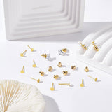 Brass Stud Earring Findings, with Stainless Steel Pin and Brass Ear Nuts, Golden, 100pcs/box