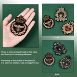 6Pcs 3 Style Bees Pattern Computerized Embroidery Cloth Iron on/Sew on Patches, Beading Crown Appliques with Rhinestone, Gold, 77~85x39~65x3.5~6mm, 2pcs/style