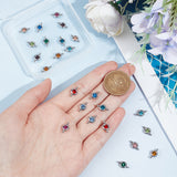 24Pcs 12 Colors 304 Stainless Steel Single Rhinestone Connector Charms, Flat Round Links, Stainless Steel Color, Mixed Color, 12x6.5x4mm, Hole: 2mm, 2pcs/color