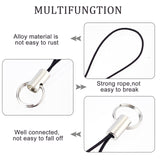 2Pcs 2 Colors Polyester Cord Mobile Straps, with Platinum Plated Iron Findings, Mixed Color, 5.6cm, 50pcs/color