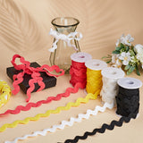 Polyester Wavy Fringe Trim, Wave Bending Lace Ribbon, for Clothes Sewing and Art Craft Decoration, Yellow, 5/8 inch(15mm), about 10 yards