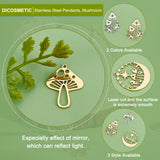 12Pcs 6 Style 201 Stainless Steel Pendants, Laser Cut, Mushroom, Golden & Stainless Steel Color, 2pcs/style