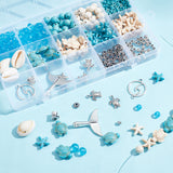 DIY Jewelry Making Finding Kit, Including Synthetic Turquoise & Glass Beads, Shell & Alloy Links Connectors, Alloy Beads & Pendants & Tube Bails, Turtle & Whale Tail & Starfish, Mixed Color, 466Pcs/box