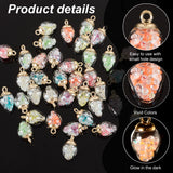 70Pcs 7 Colors Luminous Glass Teardrop Pendant, with Golden Plated Alloy Findings, Glow In The Dark Charms, Mixed Color, 25x14mm, Hole: 2mm, 10pcs/color