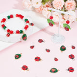 32Pcs 8 Styles Alloy Enamel Pendants, Ladybug Charm, Red, 12~23x10~15x3.5mm, Hole: 1.5~1.6mm, 4pcs/style